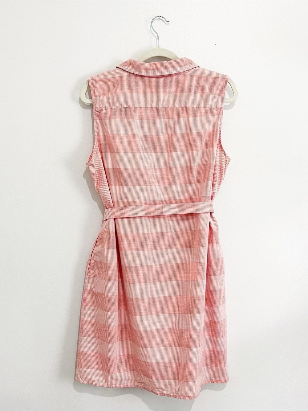 Tommy‎ Hilfiger Pink Plaid Gingham Shirt Dress Tie Waist Coastal Preppy Size 16 - Picture 3 of 14